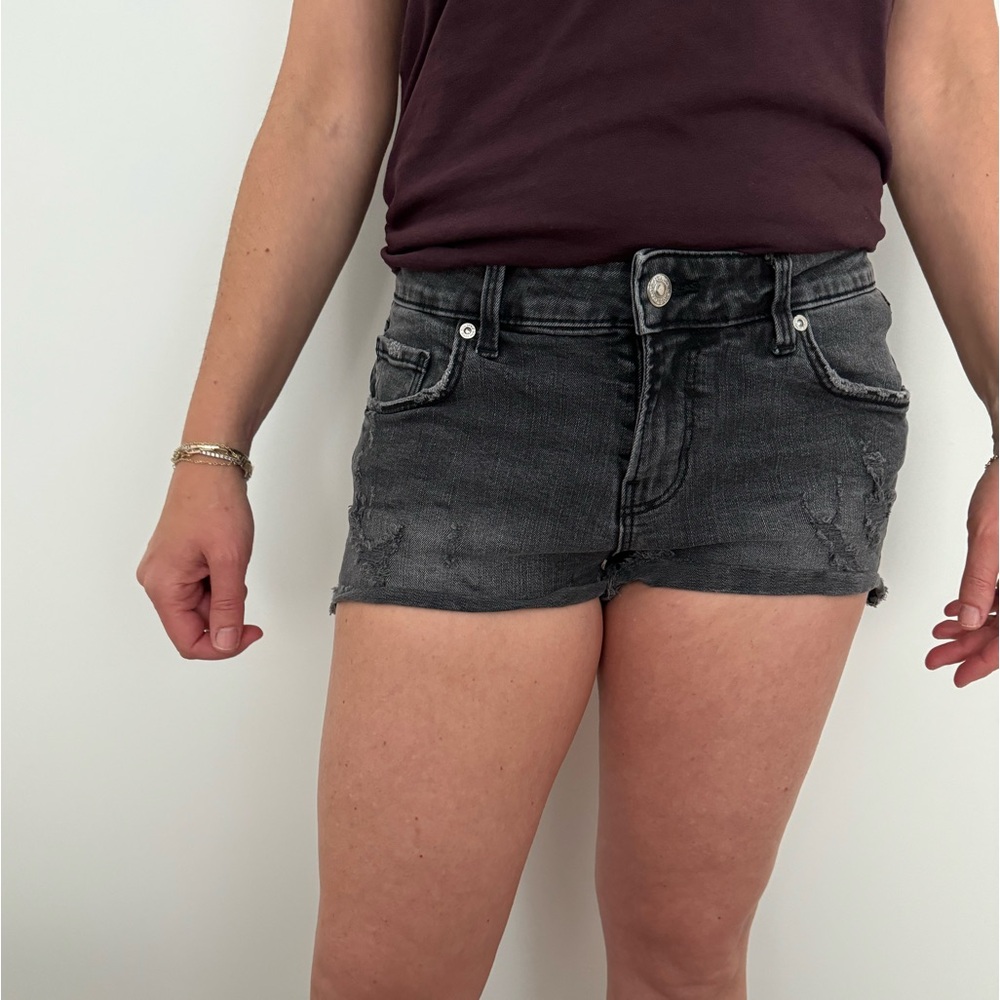 Zara black wash jean shorts
